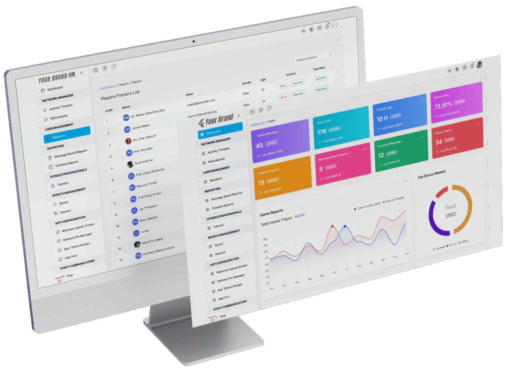sports venue member engagement app with booking features dashboard